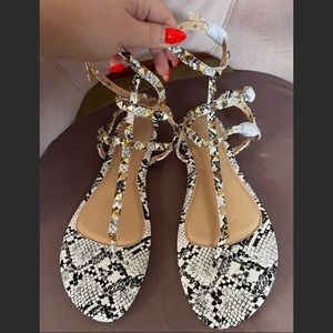 NEVER WORN Fashion Nova snakeskin studded sandals